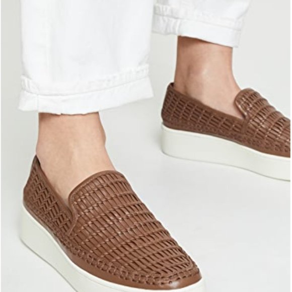 NIB VINCE STAFFORD PLATFORM WOMEN SNEAKER SHOES SIZE 6.5, 7  Vince Stafford Leather Slip On Platform Sneaker